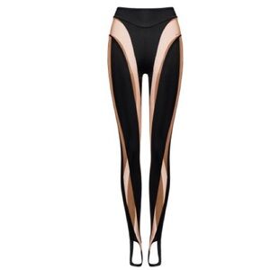 Thierry Mugler Black and Tan Mesh-Panel Leggings